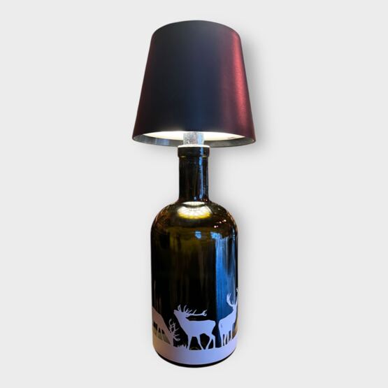 Glasflasche mit Lampe Silhouette Hirsch